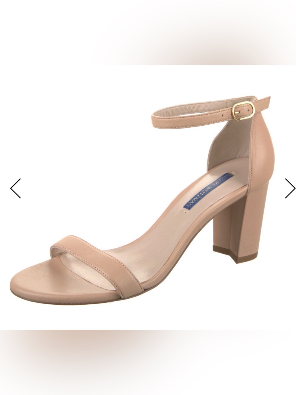 Stuart Weitzman Nearlynude 75 Ankle-Strap Block Heel Sandal